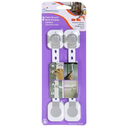 DREAMBABY Dreambaby Twist 'N Lock Gray/White Plastic Adhesive Multi-Use Latch , 2PK L1442